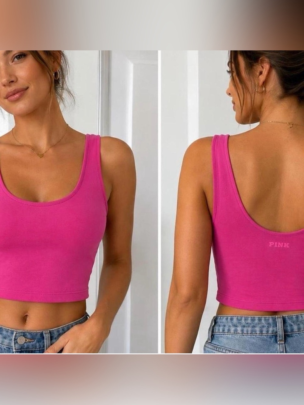 PINK Victoria's Secret Scoop Neck Cropped Top – M